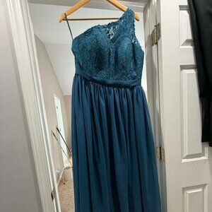 Molisa One Shoulder Floor-Length Dress Lace Chiffon Bridesmaid Dress Size 14